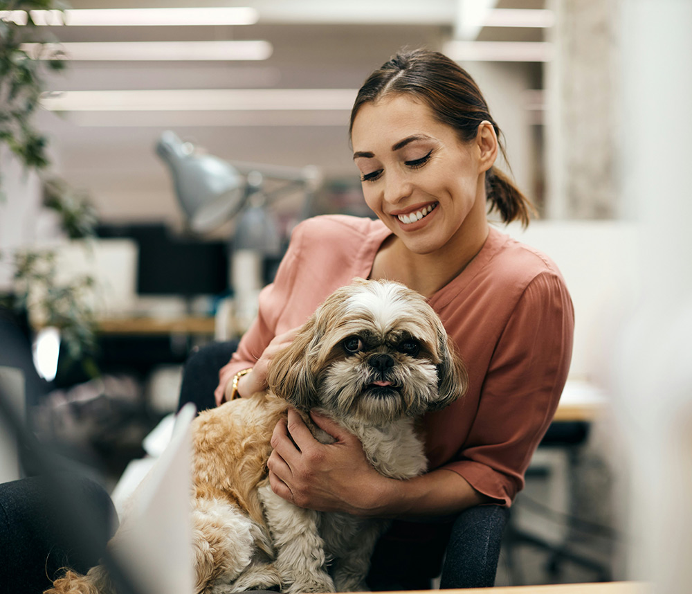 lady petting dog